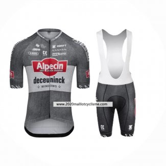 2024 Maillot Cyclisme Alpecin Deceuninck Gris Manches Courtes Et Cuissard
