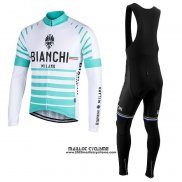 Maillot Ciclismo Bianchi Milano Nalles Bleu Clair Blanc Manches Longues et Cuissard