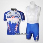 2010 Maillot Ciclismo Katusha Bleu et Bleu Manches Courtes et Cuissard