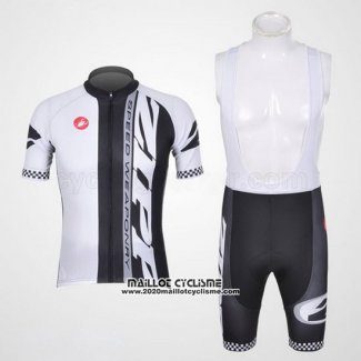 2011 Maillot Ciclismo Castelli Blanc et Noir Manches Courtes et Cuissard