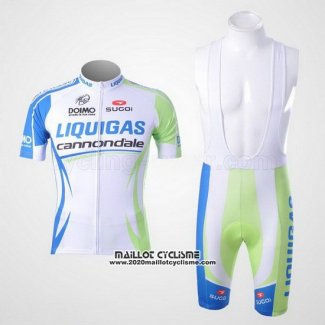 2011 Maillot Ciclismo Liquigas Cannondale Blanc et Vert Manches Courtes et Cuissard