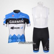 2012 Maillot Ciclismo Garmin Cervelo Blanc et Azur Manches Courtes et Cuissard