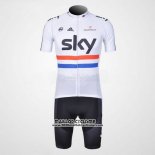 2012 Maillot Ciclismo Sky Champion Regno Unito Noir et Blanc Manches Courtes et Cuissard