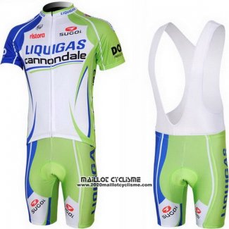 2013 Maillot Ciclismo Liquigas Cannondale Blanc et Vert Manches Courtes et Cuissard