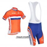 2013 Maillot Ciclismo Pays Bas Blanc et Orange Manches Courtes et Cuissard