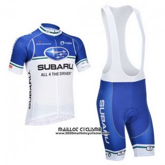 2013 Maillot Ciclismo Subaru Blanc et Azur Manches Courtes et Cuissard