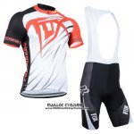 2014 Maillot Ciclismo Fox Orange et Blanc Manches Courtes et Cuissard 2014 Maillot Ciclismo Fox Orange et Blanc Manches Courtes et Cuissard