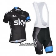 2014 Maillot Ciclismo Sky Noir et Blanc Manches Courtes et Cuissard