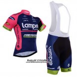 2015 Maillot Ciclismo Lampre Merida Rose et Bleu Manches Courtes et Cuissard