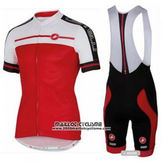 2016 Maillot Ciclismo Castelli Rouge Blanc Manches Courtes et Cuissard