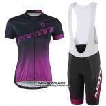 2016 Maillot Ciclismo Femme Scott Noir et Rouge Manches Courtes et Cuissard