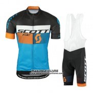 2016 Maillot Ciclismo Scott Bleu et Noir Manches Courtes et Cuissard