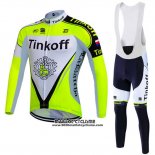 2016 Maillot Ciclismo Tinkoff Vert et Blanc Manches Longues et Cuissard