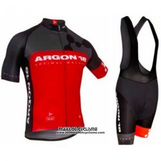 2017 Maillot Ciclismo Argon Rouge Manches Courtes et Cuissard