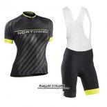 2017 Maillot Ciclismo Femme Northwave Noir et Jaune Manches Courtes et Cuissard