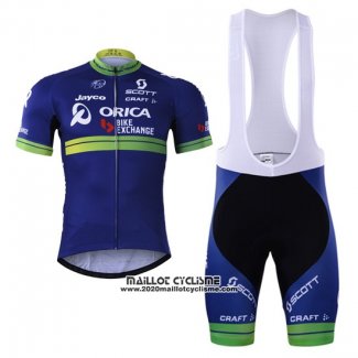 2017 Maillot Ciclismo Orica Bike Exchange Bleu Manches Courtes et Cuissard