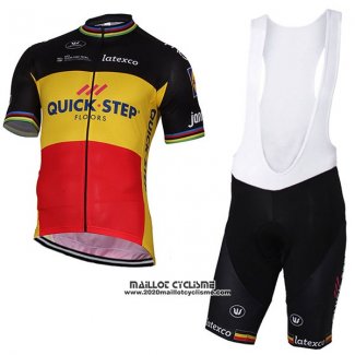 2017 Maillot Ciclismo Quick Step Floors Champion Belgique Manches Courtes et Cuissard