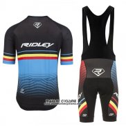 2017 Maillot Ciclismo Ridley Rincon Bleu Clair et Noir Manches Courtes et Cuissard