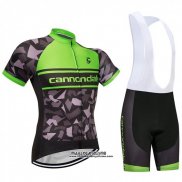 2018 Maillot Ciclismo Cannondale Vert et Noir Manches Courtes et Cuissard