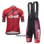 2018 Maillot Ciclismo Cinelli Fonce Rouge Manches Courtes et Cuissard