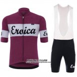 2018 Maillot Ciclismo Eroica Vino Fonce Rouge Manches Courtes et Cuissard