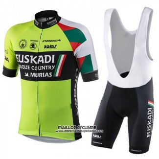 2018 Maillot Ciclismo Euskadi Murias Vert Noir Manches Courtes et Cuissard