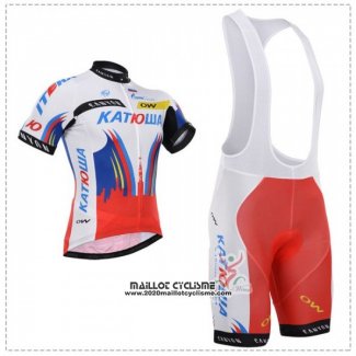 2018 Maillot Ciclismo Katusha Blanc Bleu Rouge Manches Courtes et Cuissard