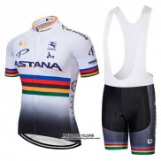 2018 Maillot Ciclismo UCI Mondo Champion Astana Blanc Manches Courtes et Cuissard