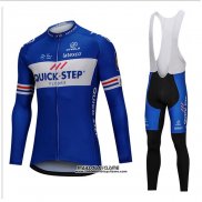 2018 Maillot Ciclismo UCI Mondo Champion Quick Step Floors Bleu Manches Longues et Cuissard