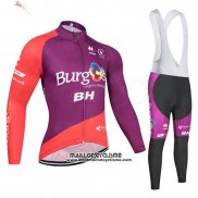 2019 Maillot Ciclismo Burgos BH Violet Rouge Manches Longues et Cuissard