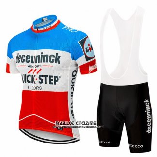 2019 Maillot Ciclismo Deceuninck Quick Step Bleu Blanc Rouge Manches Courtes et Cuissard