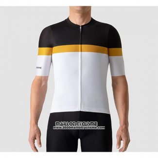 2019 Maillot Ciclismo La Passione Noir Jaune Blanc Manches Courtes et Cuissard