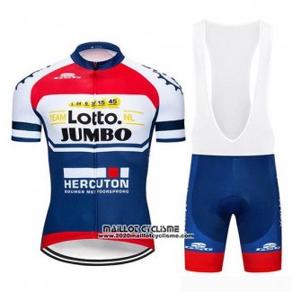2019 Maillot Ciclismo Lotto NL-Jumbo Bleu Blanc Rouge Manches Courtes et Cuissard