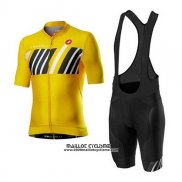 2020 Maillot Ciclismo Castelli Jaune Noir Manches Courtes et Cuissard