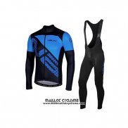 2020 Maillot Ciclismo Nalini Noir Bleu Manches Longues et Cuissard