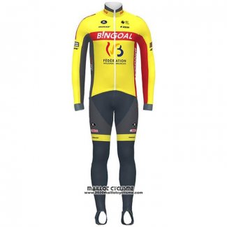 2020 Maillot Cyclisme Wallonie Bruxelles Jaune Rouge Manches Longues et Cuissard