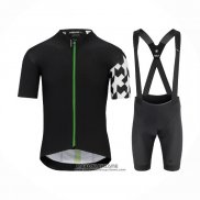 2021 Maillot Cyclisme Assos Noir Blanc Vert Manches Courtes et Cuissard