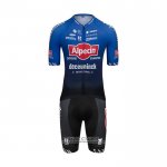 2022 Maillot Cyclisme Alpecin Deceuninck Noir Bleu Manches Courtes et Cuissard