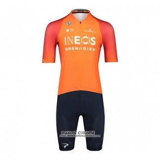 2022 Maillot Cyclisme Ineos Grenadiers Orange Manches Courtes et Cuissard