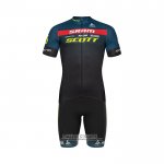 2022 Maillot Cyclisme Scott Sram Noir Bleu Manches Courtes et Cuissard