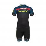 2022 Maillot Cyclisme Scott Sram Noir Bleu Manches Courtes et Cuissard