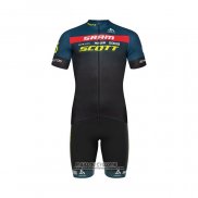 2022 Maillot Cyclisme Scott Sram Noir Bleu Manches Courtes et Cuissard