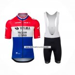 2024 Maillot Cyclisme Jumbo Visma Rouge Blanc Bleu Manches Courtes Et Cuissard