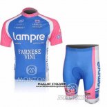 2010 Maillot Ciclismo Lampre Farnese Vini Rose et Bleu Clair Manches Courtes et Cuissard