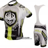 2010 Maillot Ciclismo Rock Racing Argent et Vert Manches Courtes et Cuissard