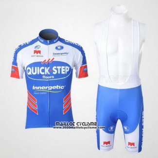 2011 Maillot Ciclismo Quick Step Floor Blanc et Azur Manches Courtes et Cuissard