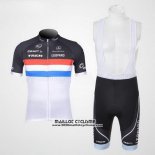2011 Maillot Ciclismo Trek Leqpard Champion France Noir et Blanc Manches Courtes et Cuissard