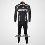 2012 Maillot Ciclismo Scott Noir et Blanc Manches Longues et Cuissard