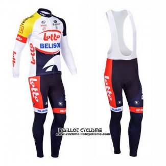 2013 Maillot Ciclismo Lotto Belisol Violet et Blanc Manches Longues et Cuissard