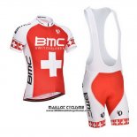 2014 Maillot Ciclismo BMC Champion Suisse Orange et Blanc Manches Courtes et Cuissard